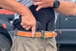 Quick draw leather belt